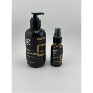 Every Man Jack  - Sandalwood Beard & Face Wash 6.7oz. & Hydrating‎ Beard Oil 1oz